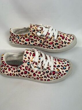 POP Girls Rainbow Leopard Sneakers Size 5